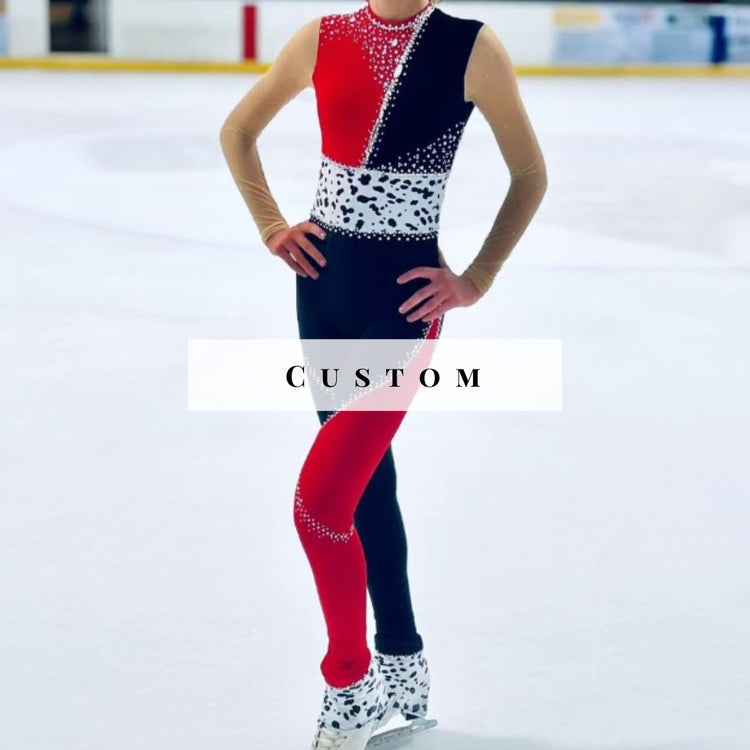 Custom figure skate dress, with flowers and ombre skirt pink and blue